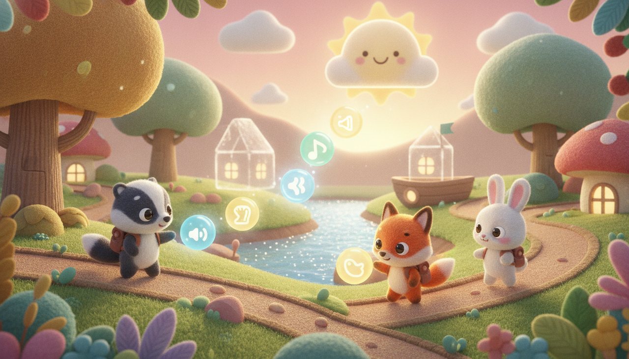 Key art from Word Wanderers – Tiny travelers who collect sounds to build words and worlds.